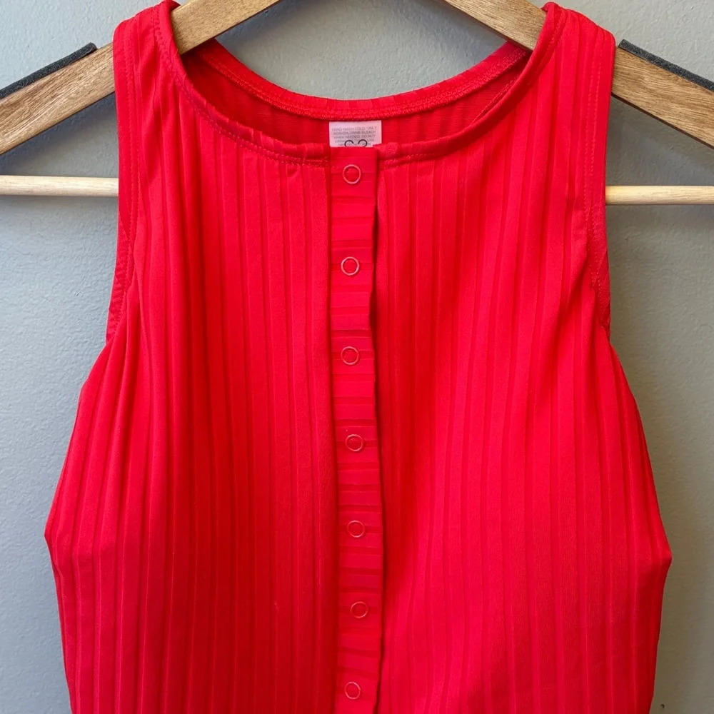 S3 Swim One Piece Red Ribbed Swimsuit, Large - Picture 3 of 6